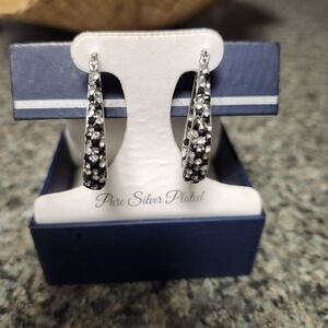 JCPenney Silver Plated Black and Silver Earrings